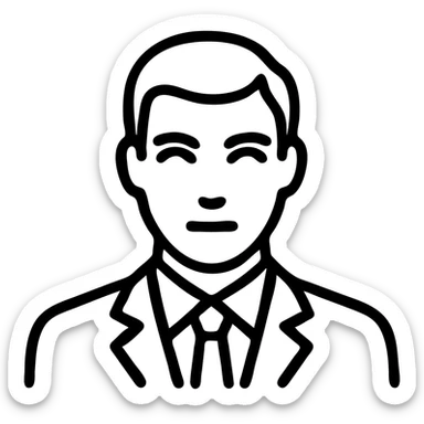 elegant man with green eyes, suit and tie, icon style, clean lines sticker