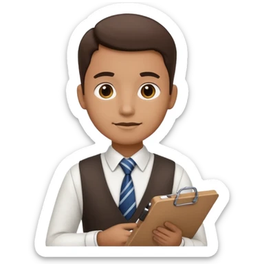 Manager + clipboard + tie, Cafe staff. sticker