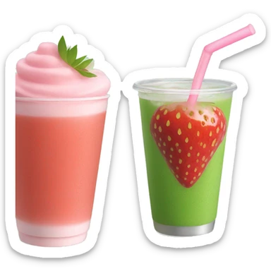 Strawberry matcha drink sticker