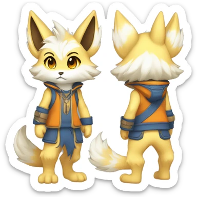 Anthro-Edgy-Cool-Blue-Yellow-Beige-Orange-Contrast-Colors-Fantasy-Fur-Sona-Chibi-Shiny-Fakémon-Hybrid full body sticker