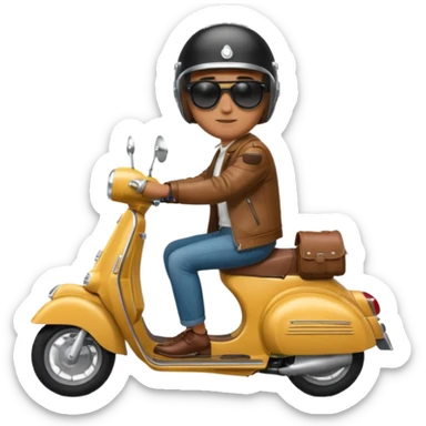 A classic vespa rider with my brothers face. sticker