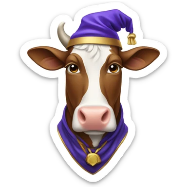 cow face wearing wizard clothes sticker