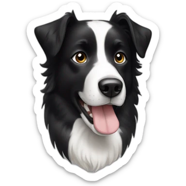 dog, short-hair, black-hair, white-chest, white-stripe-down-face, black-face, border-collie, mcnab sticker