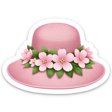 Wide wing spring hat with light pink flowers sticker