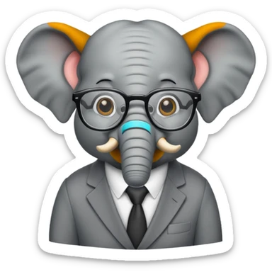 elephant wtih glasses sticker