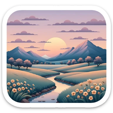 Dull-colored dusky romantic vintage aesthetic landscape sticker