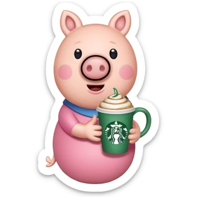 Peppa pig with starbucks sticker