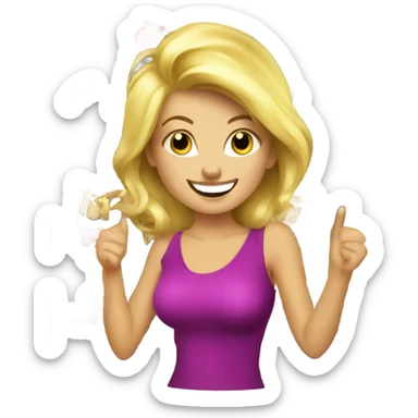 Blonde Lady winning at a slot machine  sticker