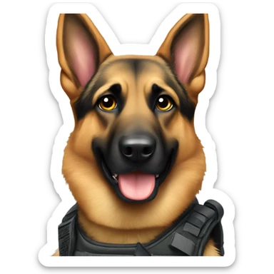 German Shepard wearing tactical vest  sticker
