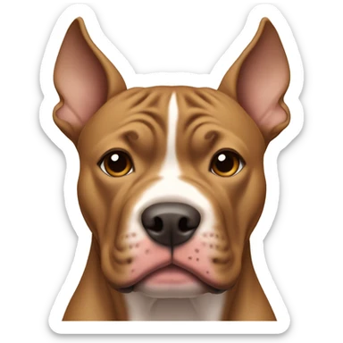 Light brown pitbull with ears cut and standing up sticker