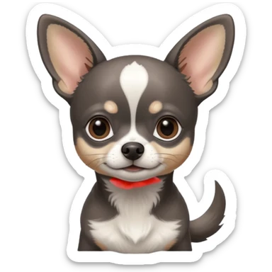 Very Dark graphite Chihuahua with white markings sticker