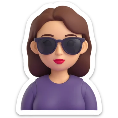 Remove the background, keep only the girl memoji with dark sunglasses, 3D cartoon style, transparent background. sticker