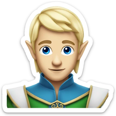 Blonde elf ears prince  man with blue eyes sticker