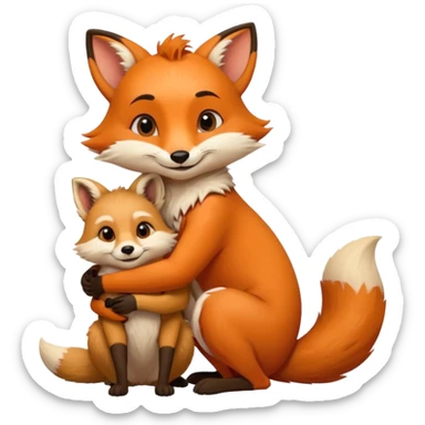 A cute female 9 tail fox hugging a male meerkat sticker