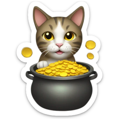 Cat in pot of gold sticker