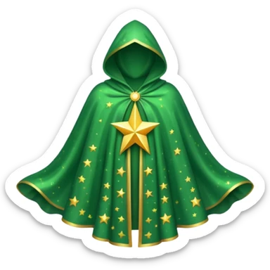 a fantasy  magic, green color with star pattern cloak sticker