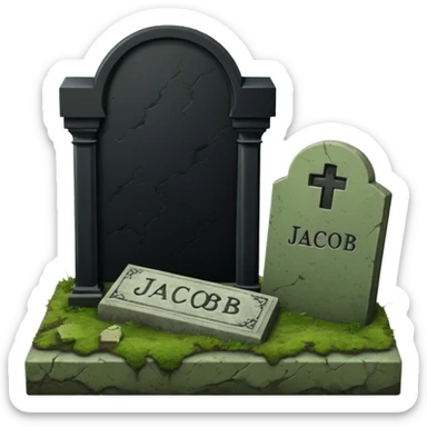 grave with name Jacob with phone and ;stop on it sticker