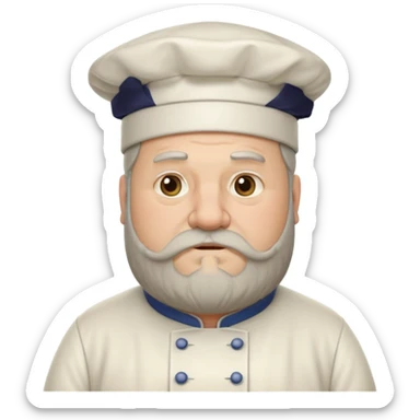 medieval fat chef, middle-aged, bearded, sly, grim-faced emoji sticker