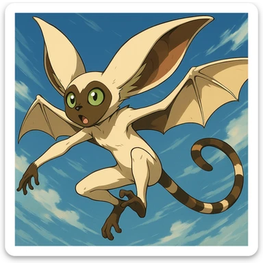 Momo from Avatar: The Last Airbender, anime style, dynamic pose sticker