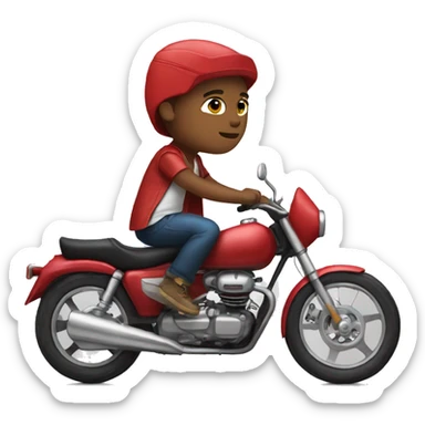 A boy who wears red converse shoe driving a motorcycle  sticker