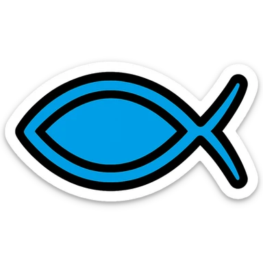 ichthys symbol, minimal, clean, modern icon style sticker