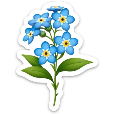 luxuriant, big bouquet Forget-Me-Not flower, stem, leaf sticker