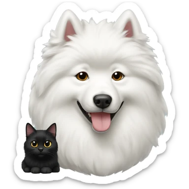 Samoyed with black cat sticker