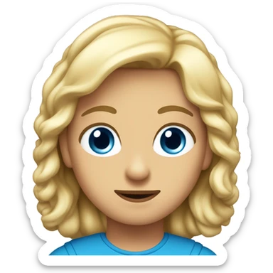 Rubia con pelo un poco ondulado y largo sin flequillo y con ojos azules  sticker