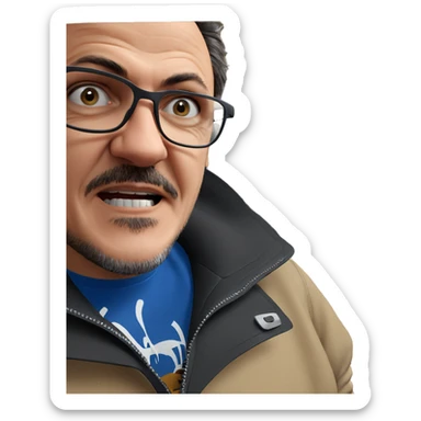 bearded boy with glasses driving sticker