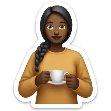 a girl holding a cup of tea  sticker