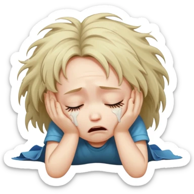 child crying laying face down on floor sticker