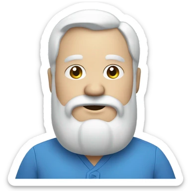 White bearded fat man in blue shirt  sticker