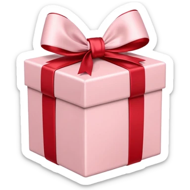 gift box pale pink with red satin bow sticker