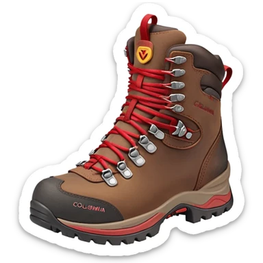 Columbia brown women's hiking boots with red lacss sticker