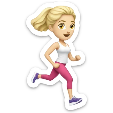 Caucasian blonde woman exercising with designer clothing  sticker