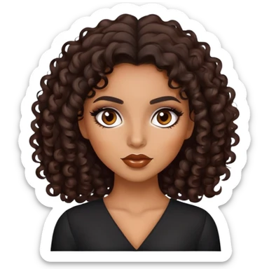 Carmel skin girl with dark brown curls and dark brown eyes with Latina makeup  sticker