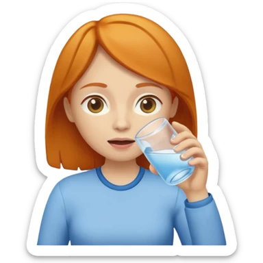 basic ginger woman drinking water sticker