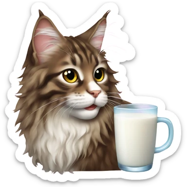 Maine coon cat drinking milk sticker