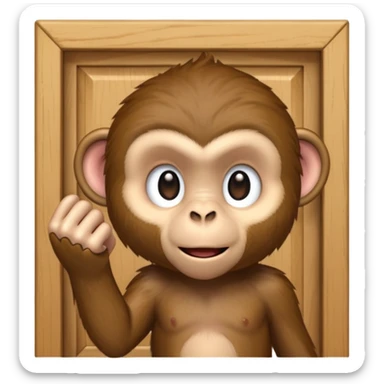monkey knocking on door sticker