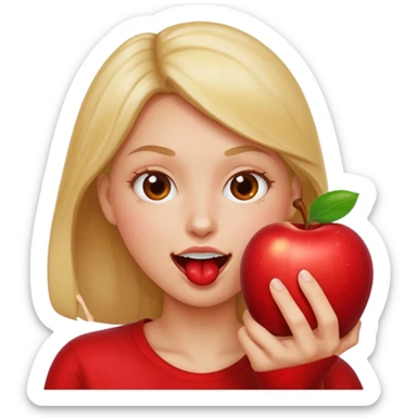 person biting apple sticker