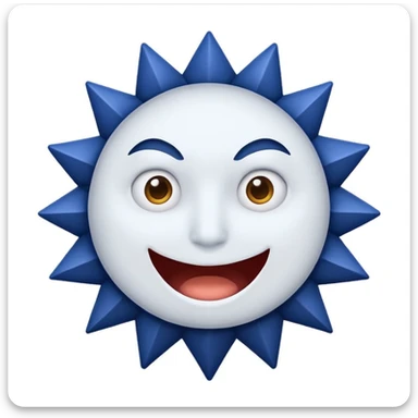 A circle with 12 pointed mouths (color=dark blue),and a white mark that indicates good on the center  sticker