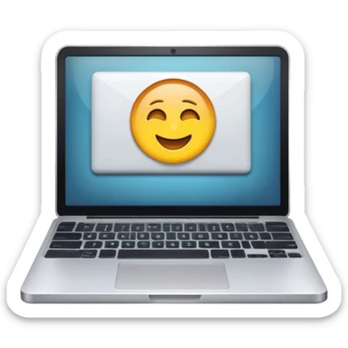 Create an emoji representing blogging. The design should feature an open laptop or tablet with a visible blog post on the screen, showing text. Optionally, add a camera or microphone for multimedia content. Use modern, professional colors. Make the background transparent. sticker