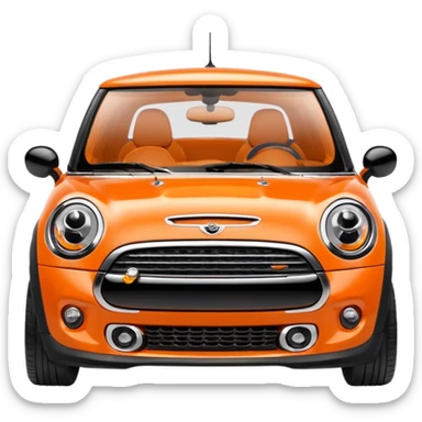 Smiling orange mini cooper sticker