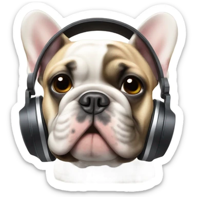 French bulldog wearing headphones sticker