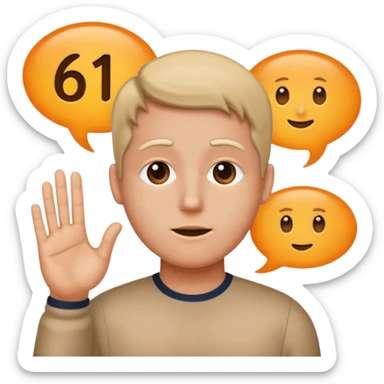 Make a person say 61 and make a bubble of him saying 61 sticker