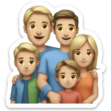 Caucasian family of 8 with mom, dad,  3 boys, 3 girls sticker