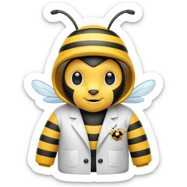 a bumblebee wearing a lab coat sticker