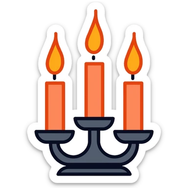 stylish three-candle holder with flames sticker