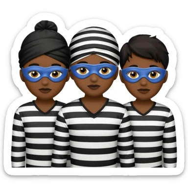 3 theif robbers emoji,Stripped shirt,eye mask, black head. sticker