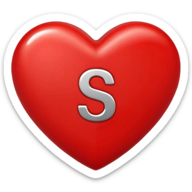 Love heart in red colour and center S letter only sticker